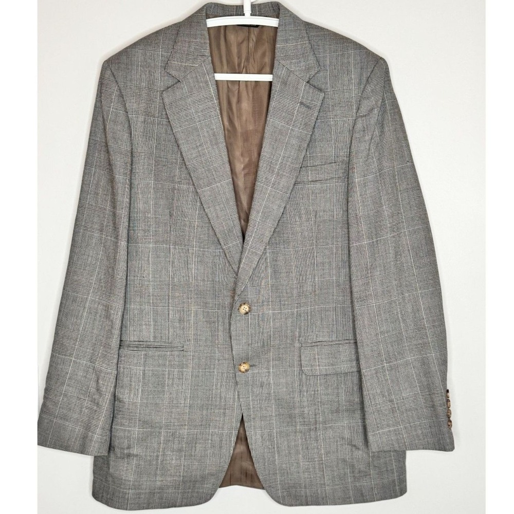 Vintage Wool Glen Plaid Sport Coat Blazer USA Made Classic Mens Preppy‎